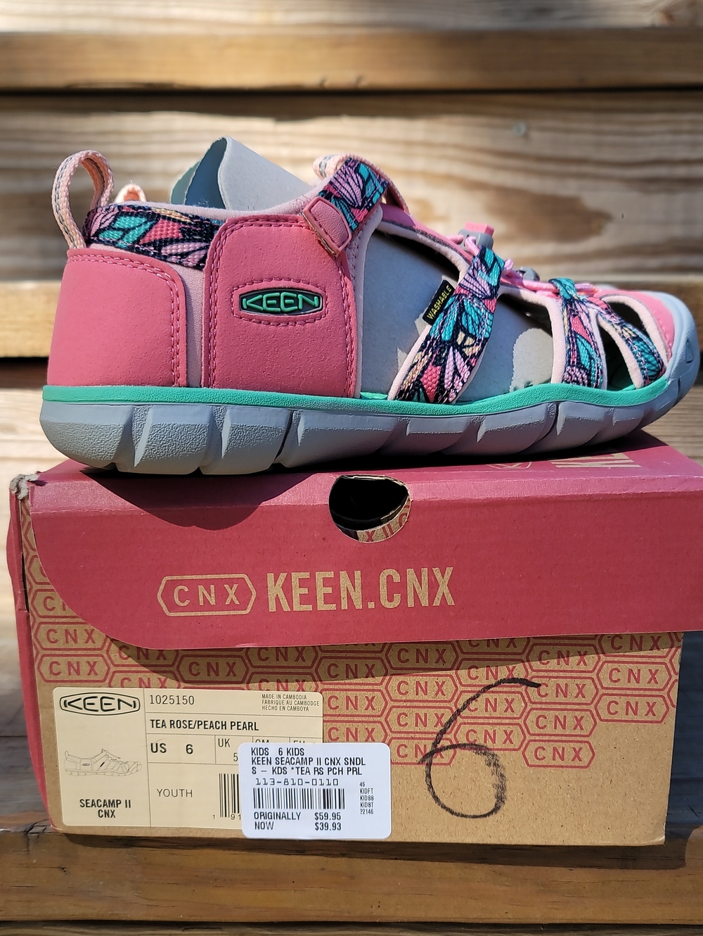Never Worn - Keen Kids Sandal in Tea Rose with Aqua Accents